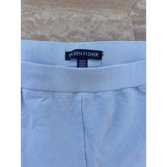 EILEEN FISHER Pants Women Large Gray Straight Leg Crop Ankle Pull On Crepe - Picture 2 of 7
